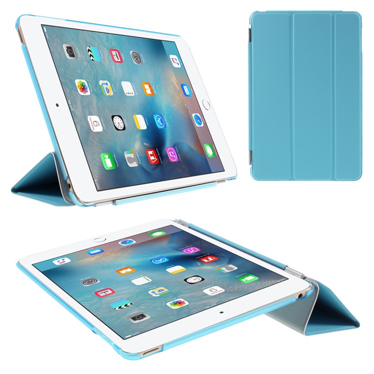 Tri-Fach PU-Leder Smart Cover und Companion PC zurück Fall für iPad mini 4 - Blau-1