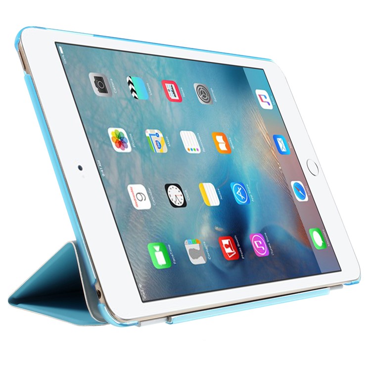 Tri-Fach PU-Leder Smart Cover und Companion PC zurück Fall für iPad mini 4 - Blau-4