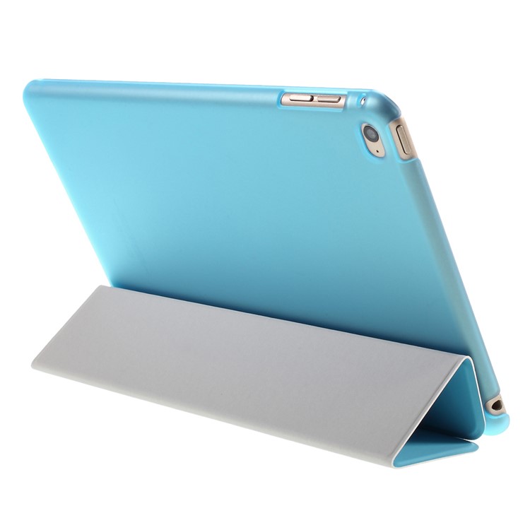 Tri-Fach PU-Leder Smart Cover und Companion PC zurück Fall für iPad mini 4 - Blau-5