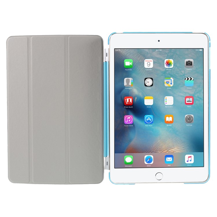 Tri-Fach PU-Leder Smart Cover und Companion PC zurück Fall für iPad mini 4 - Blau-7