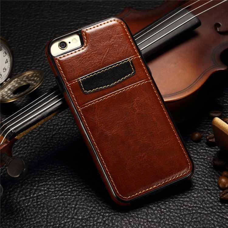 

Держатель Карточки Кожаный Защитный Чехол TPU Для Iphone 6 / 6s - Коричневый, iPhone 6s 4.7-inch