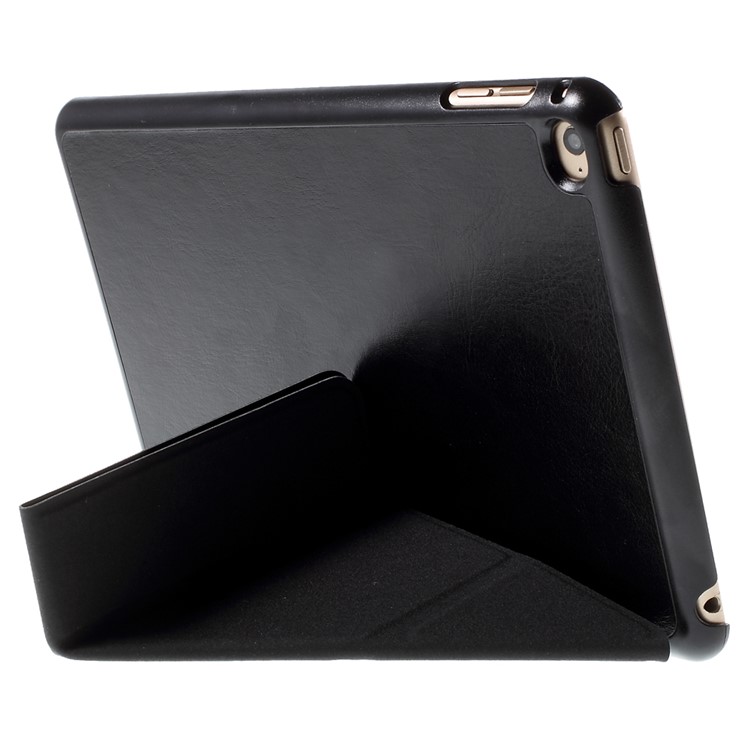 Origami Standplatz Leder Smart Case Cover für iPad mini 4 - Schwarz-4
