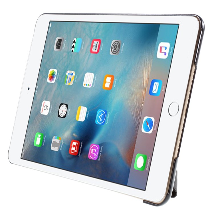 Origami Standplatz Leder Smart Case Cover für iPad mini 4 - Schwarz-5