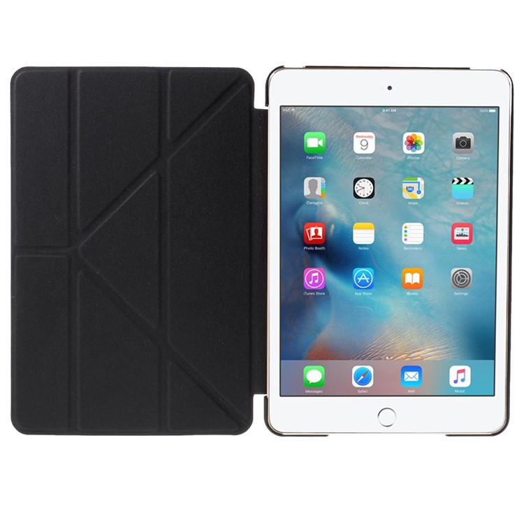 Origami Standplatz Leder Smart Case Cover für iPad mini 4 - Schwarz-9