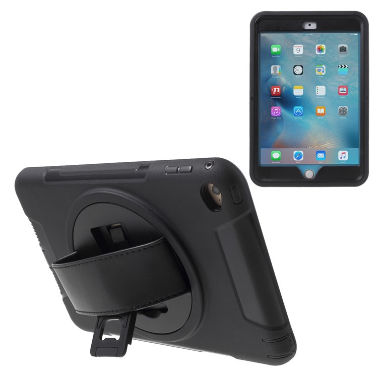 

Heavy Duty PC TPU Hybrid Tablet Case for iPad Mini 4 with Rotary Kickstand - Black