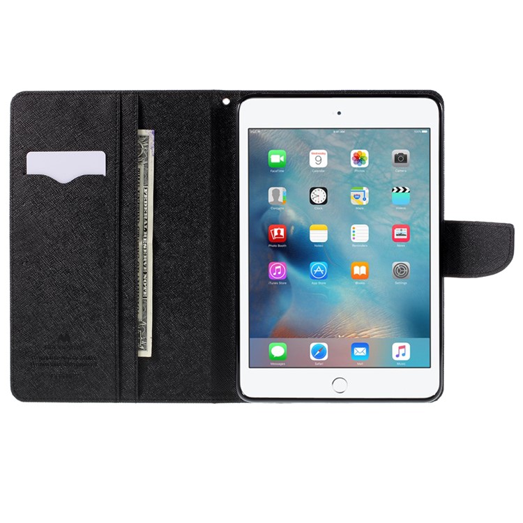 MERCURY GOOSPERY Leder Geldbörse für iPad Mini 4 mit Stand - Schwarz-6