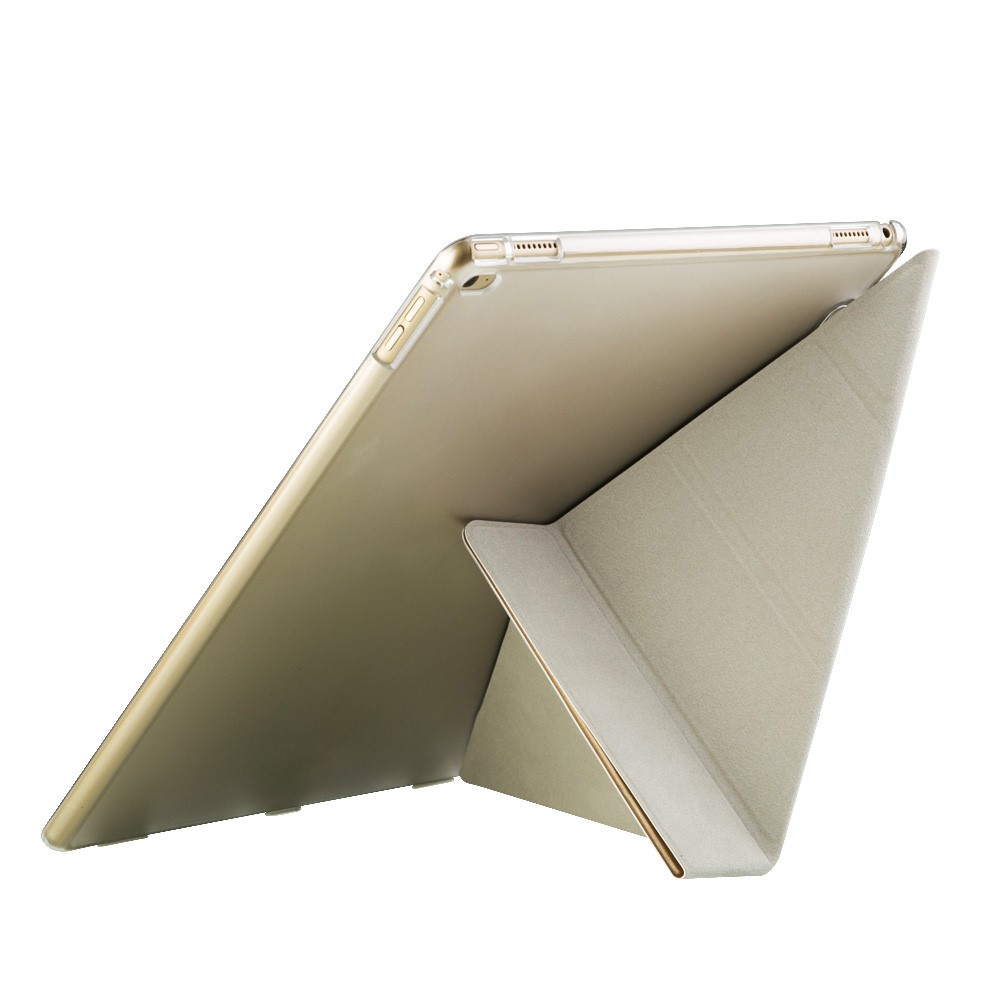 Per Ipad Pro 12,9 Pollici di Origami Smart Cuoio in Pelle Texture di Seta - Oro-5