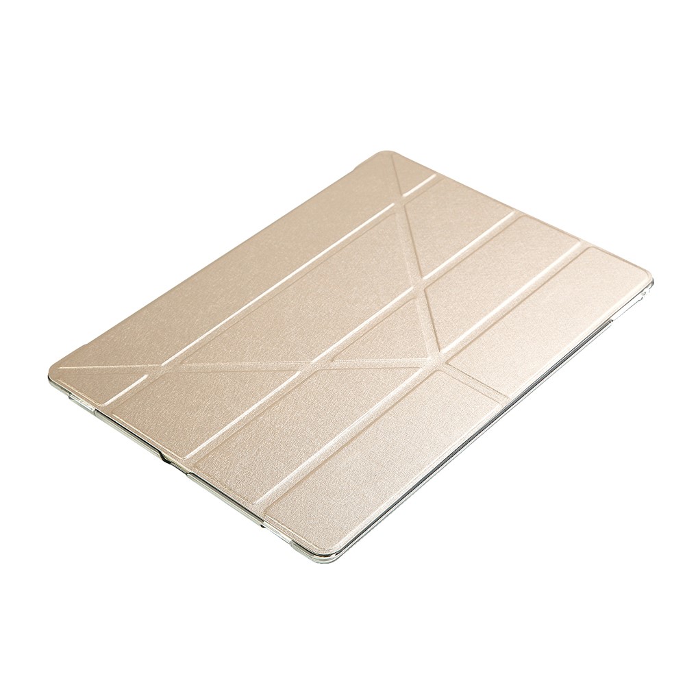 Per Ipad Pro 12,9 Pollici di Origami Smart Cuoio in Pelle Texture di Seta - Oro-7