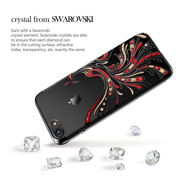 KAVARO Crystals Decor Plated Phoenix Pattern PC Phone Cover for iPhone 7 - Black-2