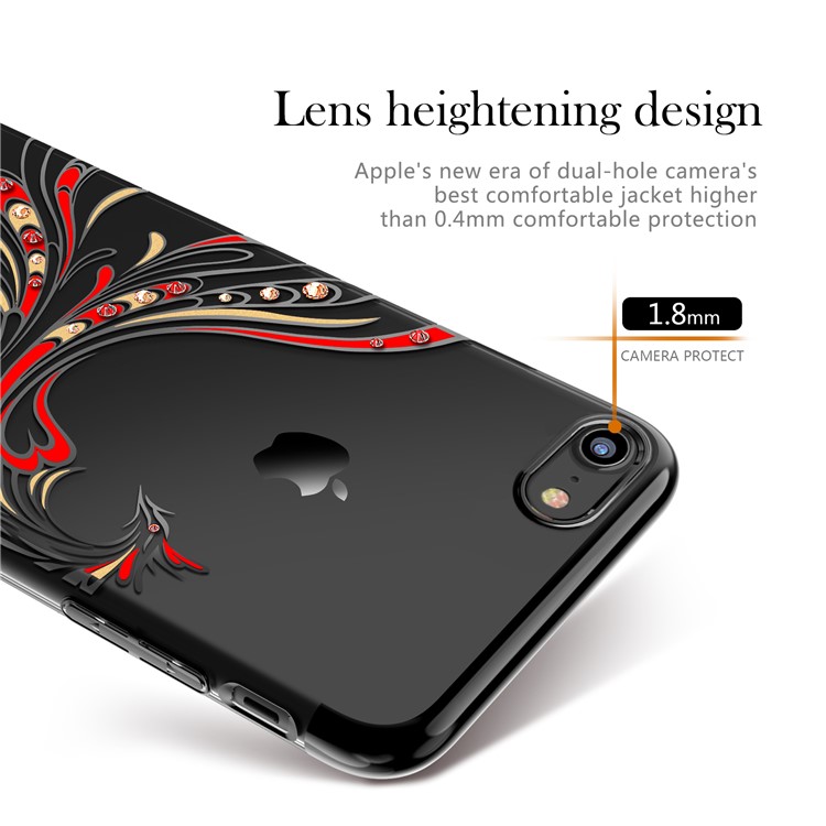 KAVARO Crystals Decor Plated Phoenix Pattern PC Phone Cover for iPhone 7 - Black-4