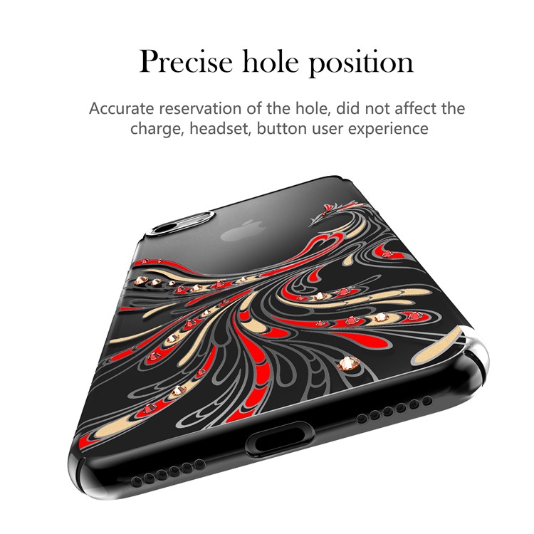 KAVARO Crystals Decor Plated Phoenix Pattern PC Phone Cover for iPhone 7 - Black-5