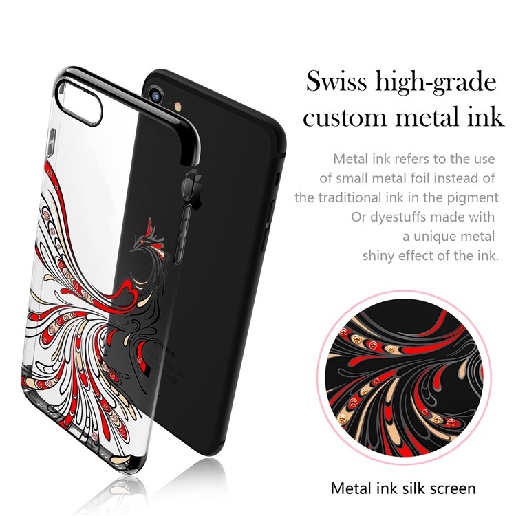 KAVARO Crystals Decor Plated Phoenix Pattern PC Phone Cover for iPhone 7 - Black-7