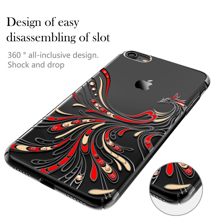 KAVARO Crystals Decor Plated Phoenix Pattern PC Phone Cover for iPhone 7 - Black-8