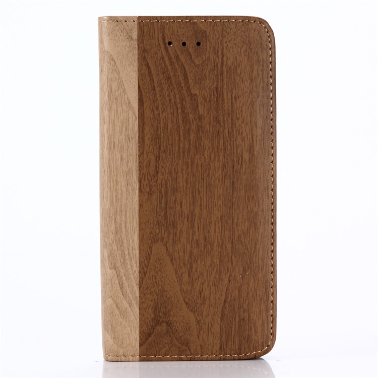 Pour iPhone X 5.8 inch Porte-grume en bois Porte Coque en cuir - marron-2