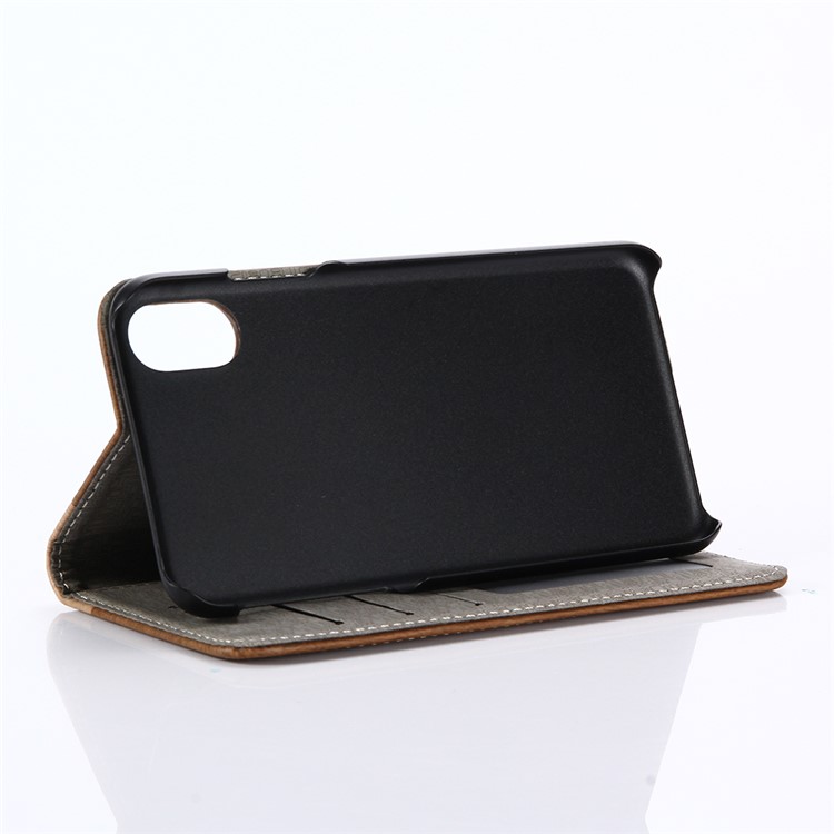 Pour iPhone X 5.8 inch Porte-grume en bois Porte Coque en cuir - marron-6