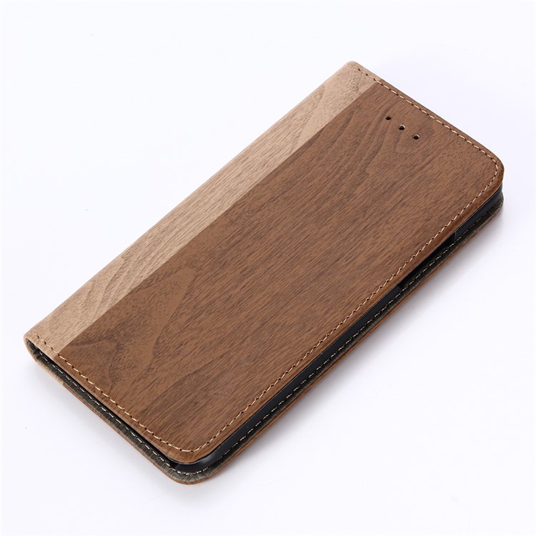 Pour iPhone X 5.8 inch Porte-grume en bois Porte Coque en cuir - marron-7