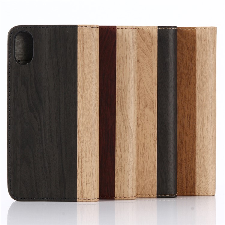 Pour iPhone X 5.8 inch Porte-grume en bois Porte Coque en cuir - marron-9