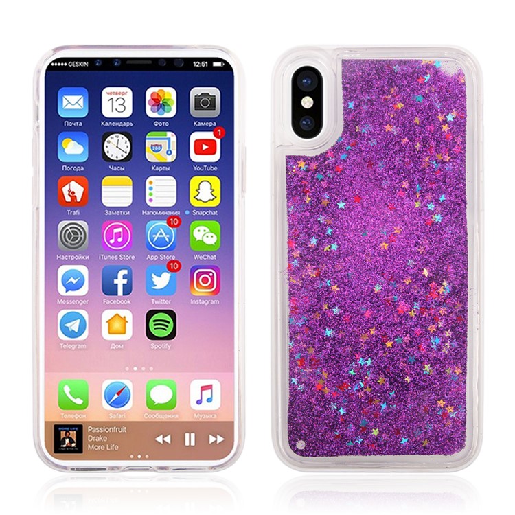 

Динамический Зыбучий Песок И Звезды Жидкий Защитный Чехол TPU Для Iphone X 5.8 Inch - Пурпурный, iPhone XS 5.8 inch