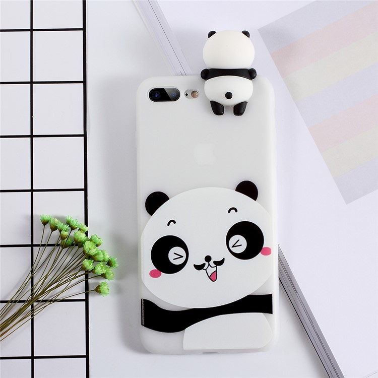 

3D Doll Panda Patterned TPU Shell for iPhone 8 Plus / 7 Plus - Smiling Panda