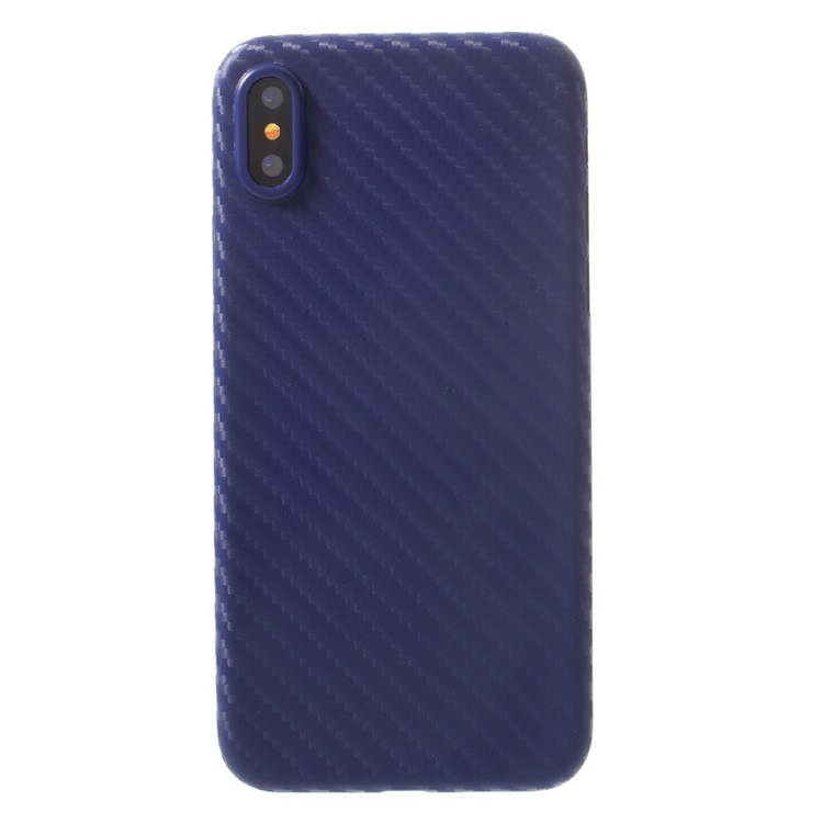 

For iPhone X/XS 5.8 inch Ultrathin Carbon Fiber Texture Hard PC Back Case Shell - Dark Blue