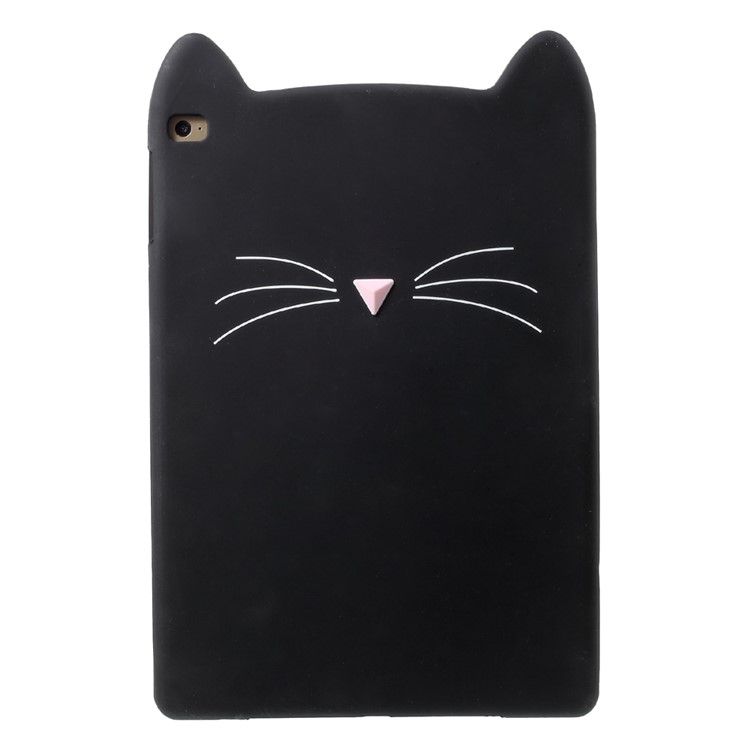 

For iPad Air 2/ Air 3D Moustache Cat Soft Silicone Tablet Shell - Black, iPad Air 2
