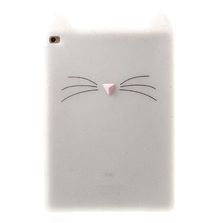 

Lovely 3D Moustache Cat Silicone Tablet Casing for iPad Air 2/ Air - White, iPad Air 2