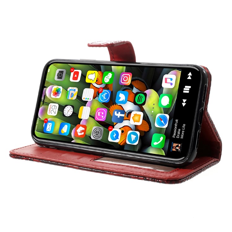 Crocodile Texture PU Leather Wallet Stand Mobile Phone Case with Strap for iPhone 8 - Red-4