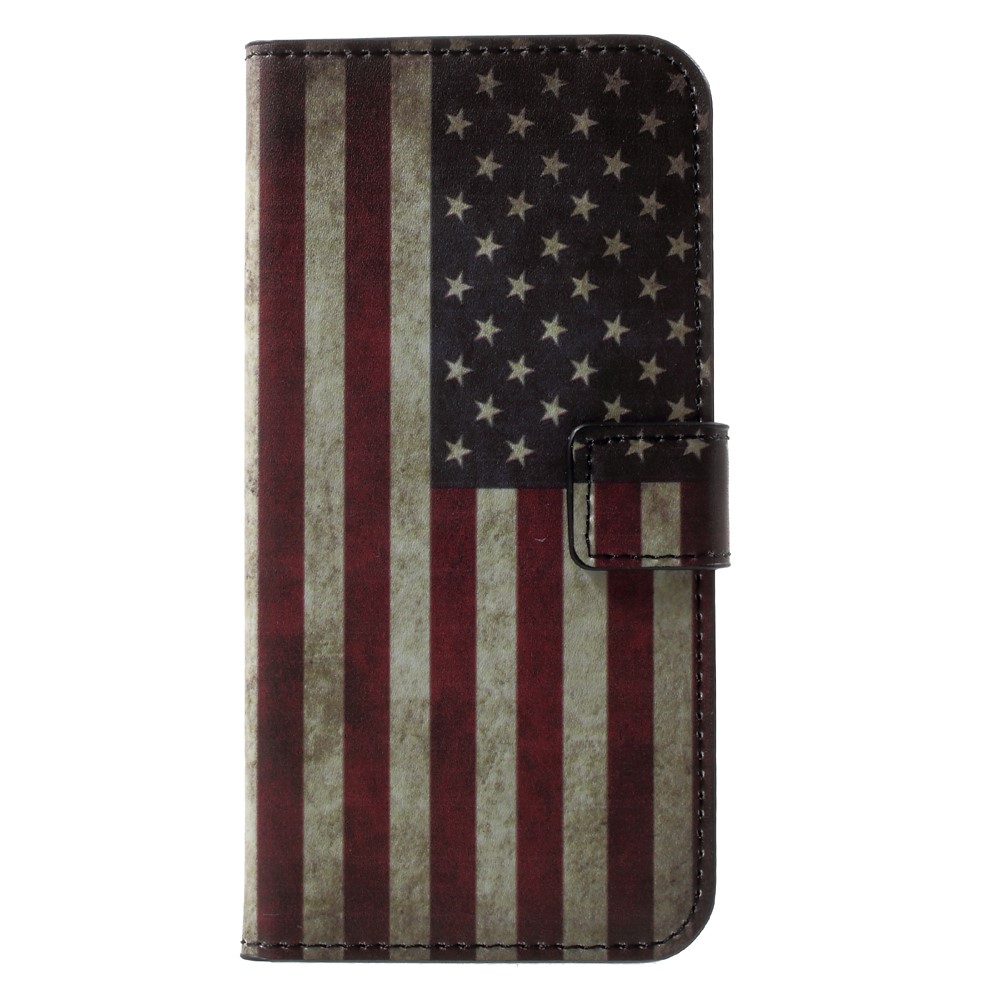 Couverture De Rabat En Cuir De Portefeuille D'impression De Modèle Pour L'iphone X / XS 5,8 Pouces - Drapeau US Vintage-1