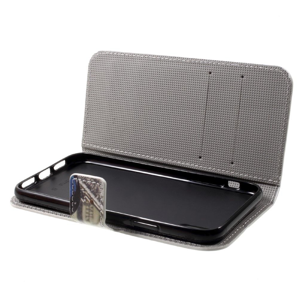 Padrão Impressão Carteira De Couro Flip Revestimento Para Iphone X / Xs 5,8 Polegadas - Borboleta Azul-6