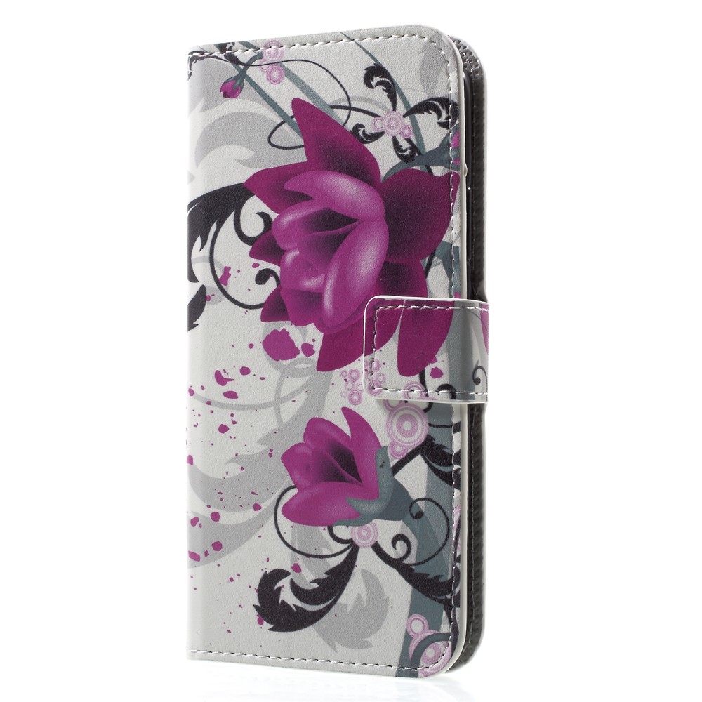 Pattern Printing Wallet Flip Flip Cubierta de la Carcasa Del Teléfono Celular Para Iphone X/XS 5.8 Pulgadas - Kapok Flowers