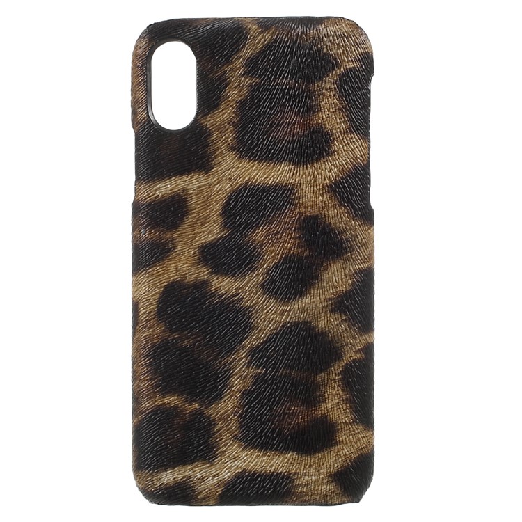 PU Leather Coated PC Mobile Phone Case for iPhone 8 - Leopard / Brown-1