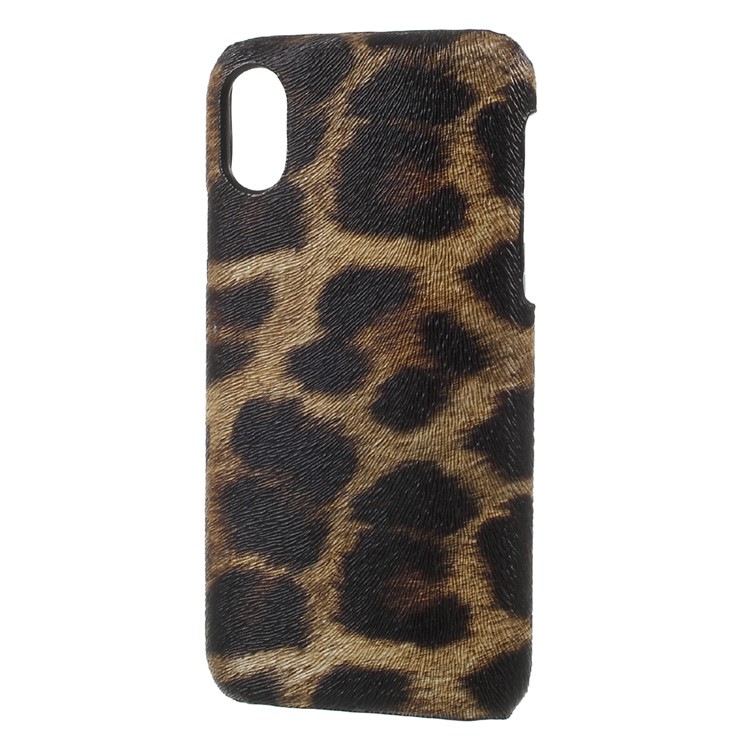 PU Leather Coated PC Mobile Phone Case for iPhone 8 - Leopard / Brown-2