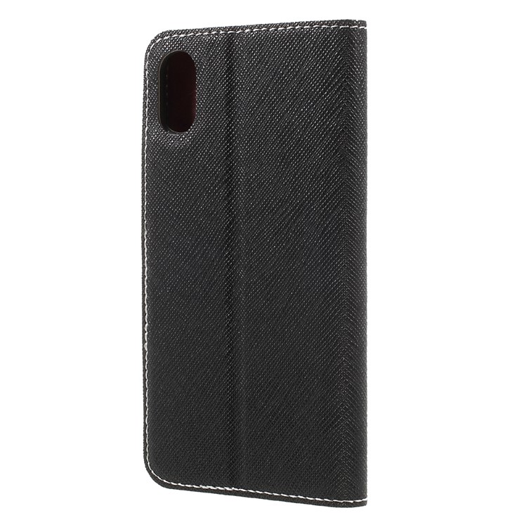 Two-tone Auto-absorbed Leather Card Holder Stand Case for iPhone 8 - Black-2
