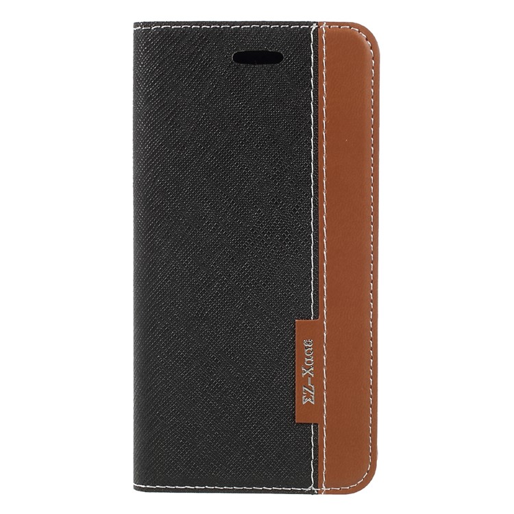 Two-tone Auto-absorbed Leather Card Holder Stand Case for iPhone 8 - Black-3