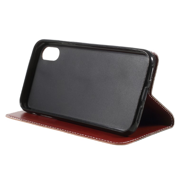Two-tone Auto-absorbed Leather Card Holder Stand Case for iPhone 8 - Black-4