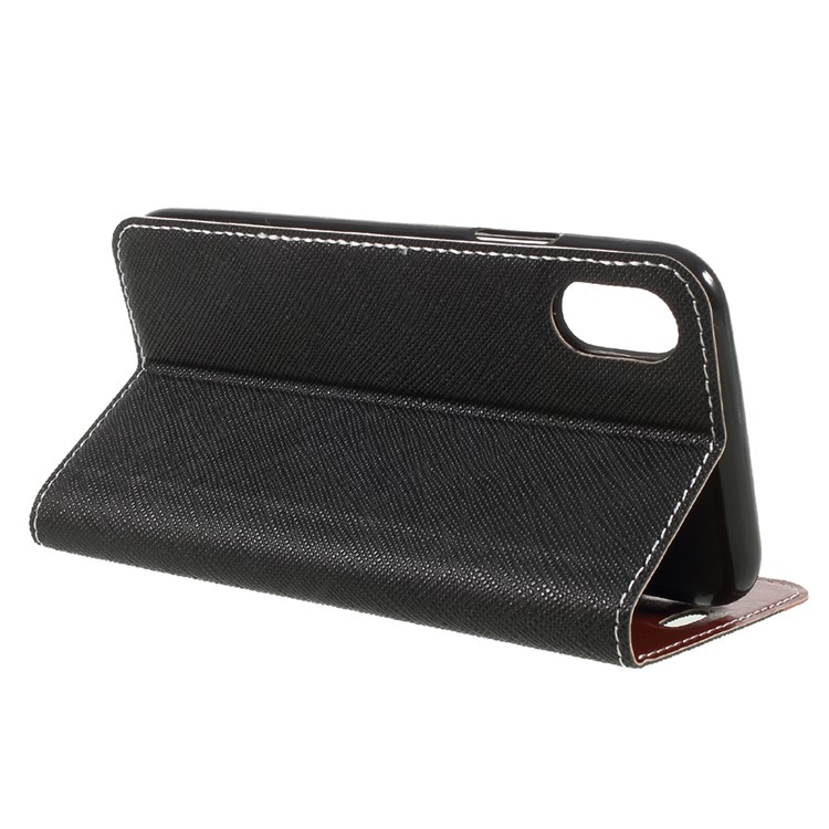 Two-tone Auto-absorbed Leather Card Holder Stand Case for iPhone 8 - Black-5