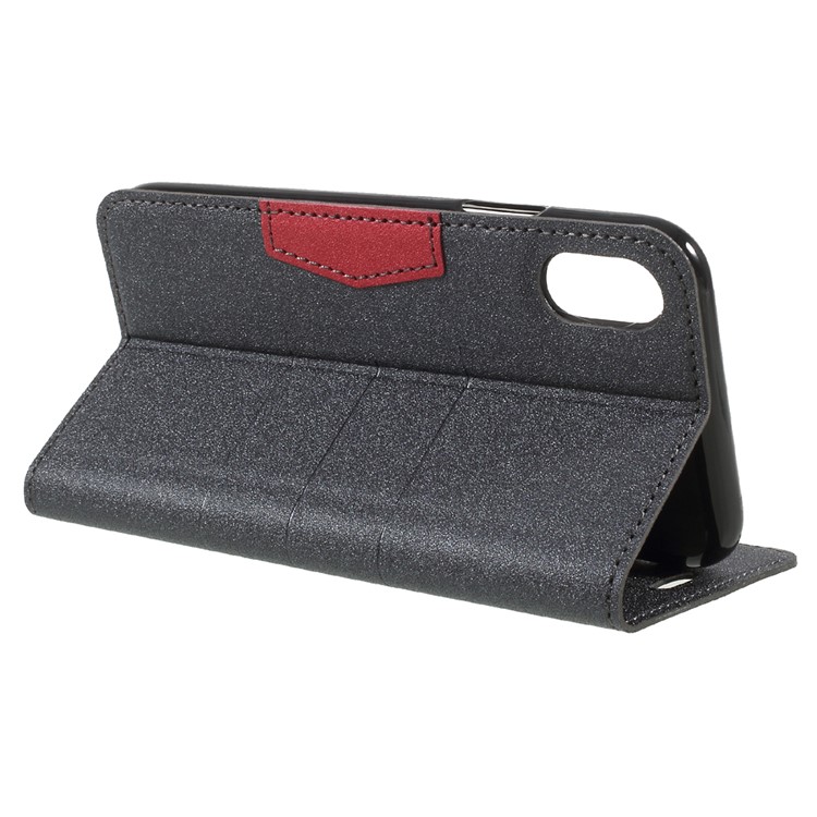 Auto-absorbed Leather Flip Stand Shell with Card Holder for iPhone 8 - Black-5