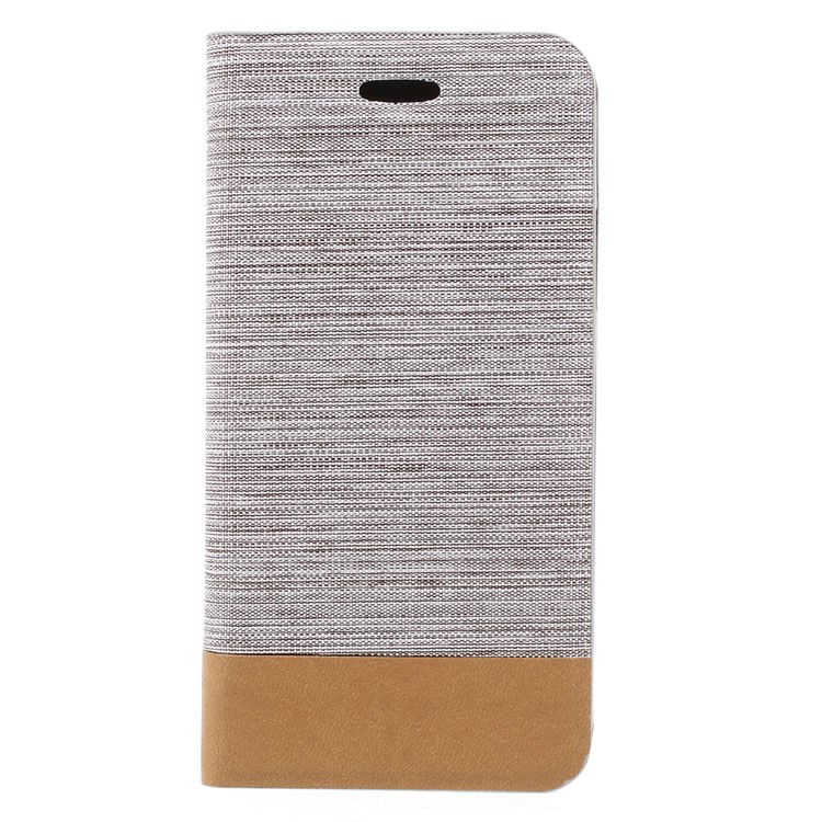 Cloth Texture Auto-absorbed Leather Folio Case with Card Slot for iPhone 8 - Grey-1