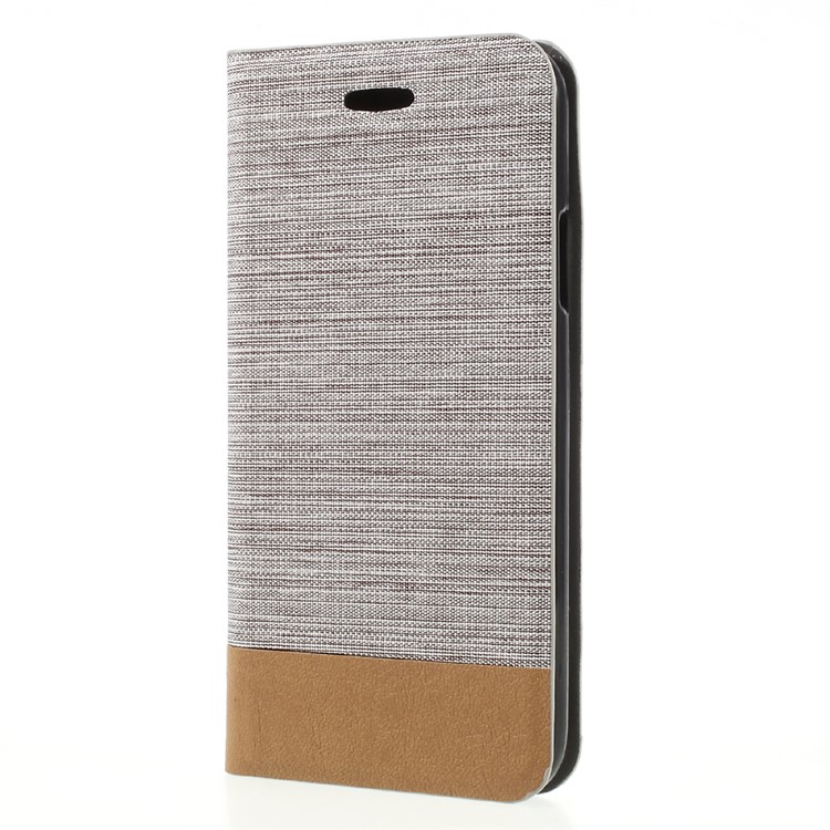 Cloth Texture Auto-absorbed Leather Folio Case with Card Slot for iPhone 8 - Grey-3