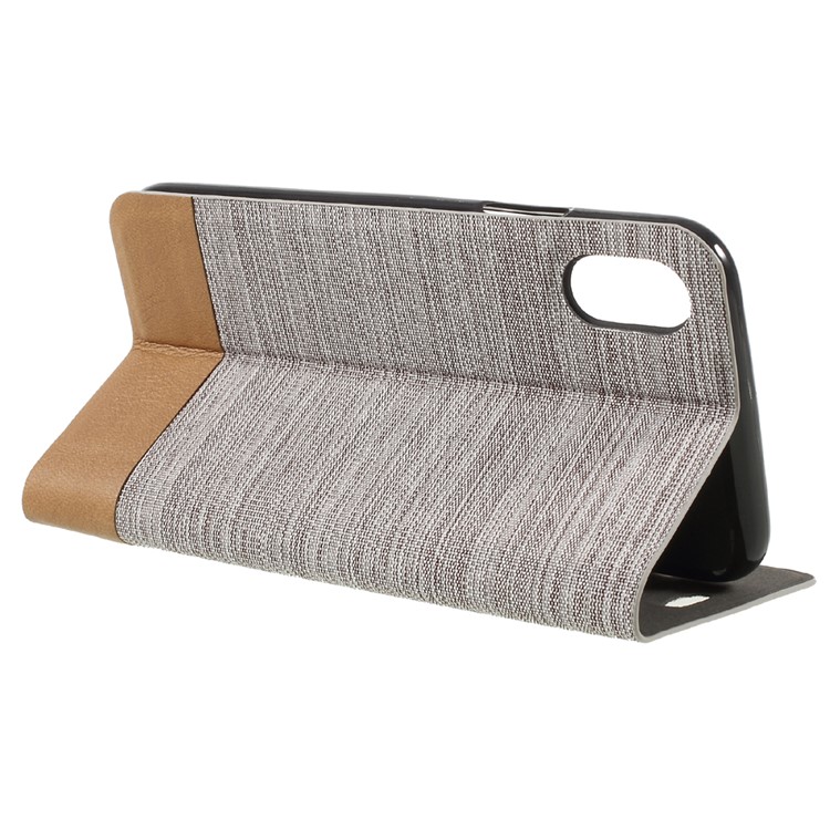 Cloth Texture Auto-absorbed Leather Folio Case with Card Slot for iPhone 8 - Grey-5