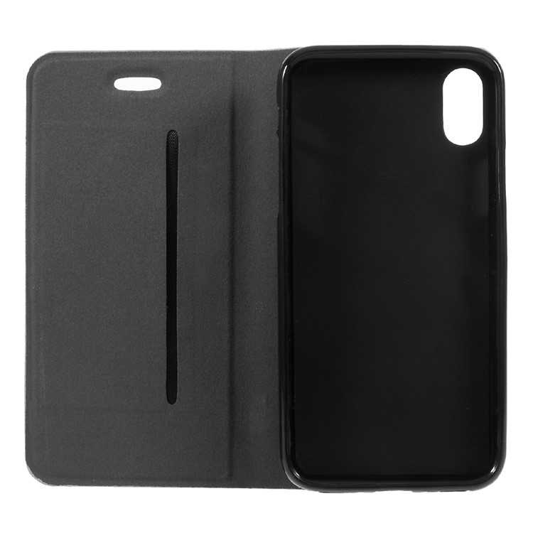 Cloth Texture Auto-absorbed Leather Folio Case with Card Slot for iPhone 8 - Grey-6