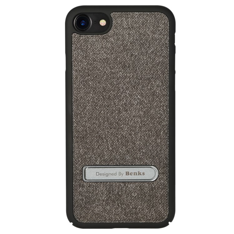 BENKS Cloth Coated PC Kickstand Hard Case for iPhone 7 4.7 inch Built-in Magnetic Holder Metal Sheet - Black-1