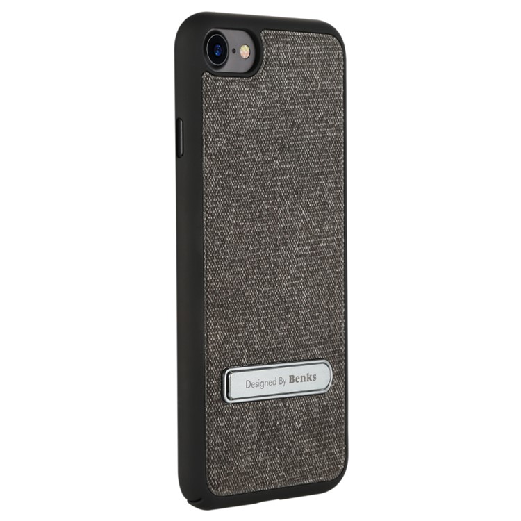 BENKS Cloth Coated PC Kickstand Hard Case for iPhone 7 4.7 inch Built-in Magnetic Holder Metal Sheet - Black-2