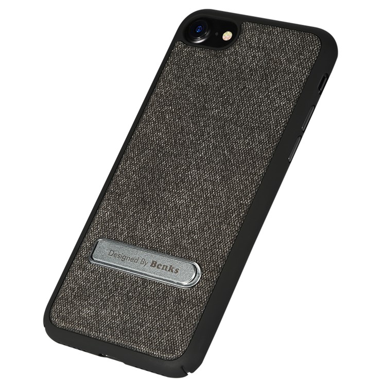 BENKS Cloth Coated PC Kickstand Hard Case for iPhone 7 4.7 inch Built-in Magnetic Holder Metal Sheet - Black-3
