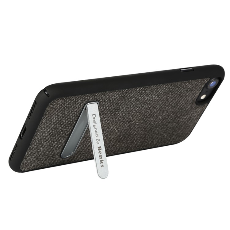 BENKS Cloth Coated PC Kickstand Hard Case for iPhone 7 4.7 inch Built-in Magnetic Holder Metal Sheet - Black-5