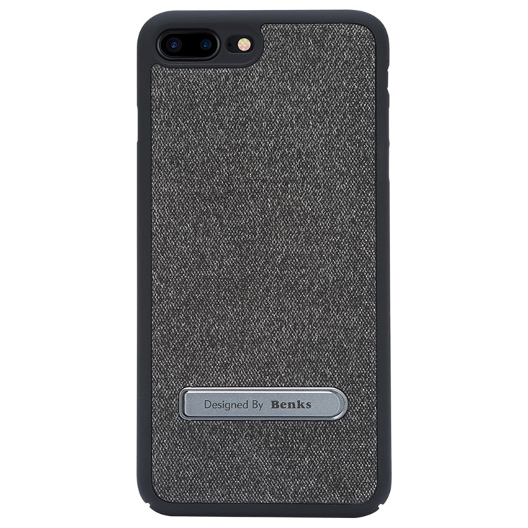 BENKS Built-in Magnetic Holder Metal Sheet Cloth Coated PC Kickstand Phone Case for iPhone 7 Plus - Black-1