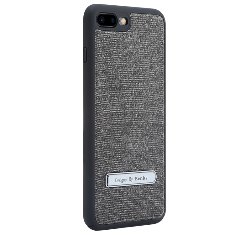 BENKS Built-in Magnetic Holder Metal Sheet Cloth Coated PC Kickstand Phone Case for iPhone 7 Plus - Black-2