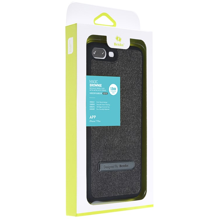 BENKS Built-in Magnetic Holder Metal Sheet Cloth Coated PC Kickstand Phone Case for iPhone 7 Plus - Black-5
