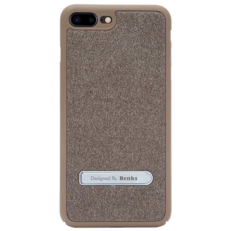 

BENKS Cloth Coated Plastic Back Hard Shell for iPhone 8 Plus / 7 Plus Built-in Magnetic Holder Metal Sheet - Brown