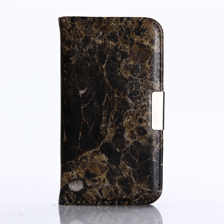 Étui portefeuille en cuir Marble Pattern Stand pour iPhone SE 5s 5 - Noir-1